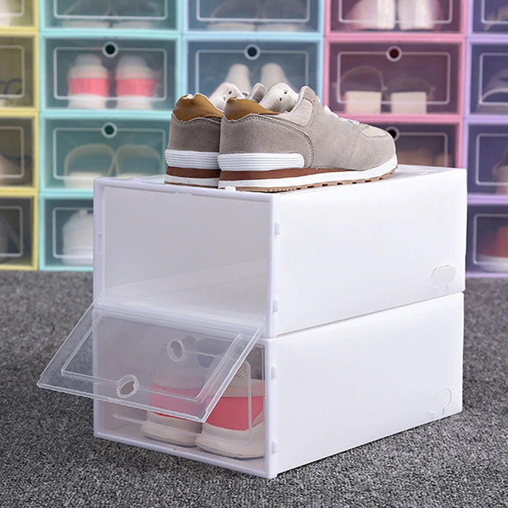 3pcs Thick Transparent Shoe Box Moisture-Proof And Dust-Proof Shoe Storage Box Simple Plastic Drawer Style Storage Shoe Box