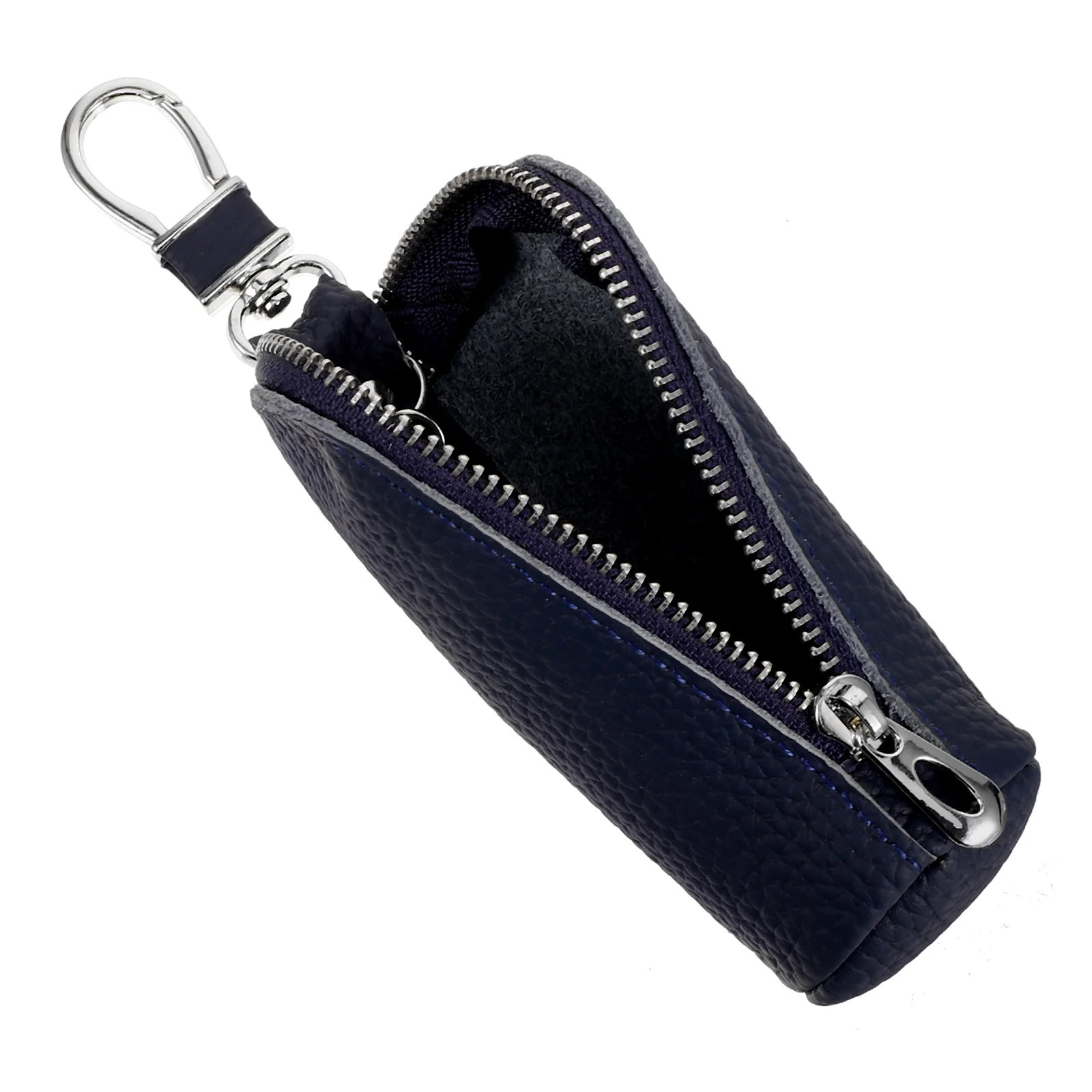 

Multifunction Wallet Soft Cowhide Blue Durable Stitching Metal Buckle Strong Zippers Car Case Practical Key Bag For Men Large