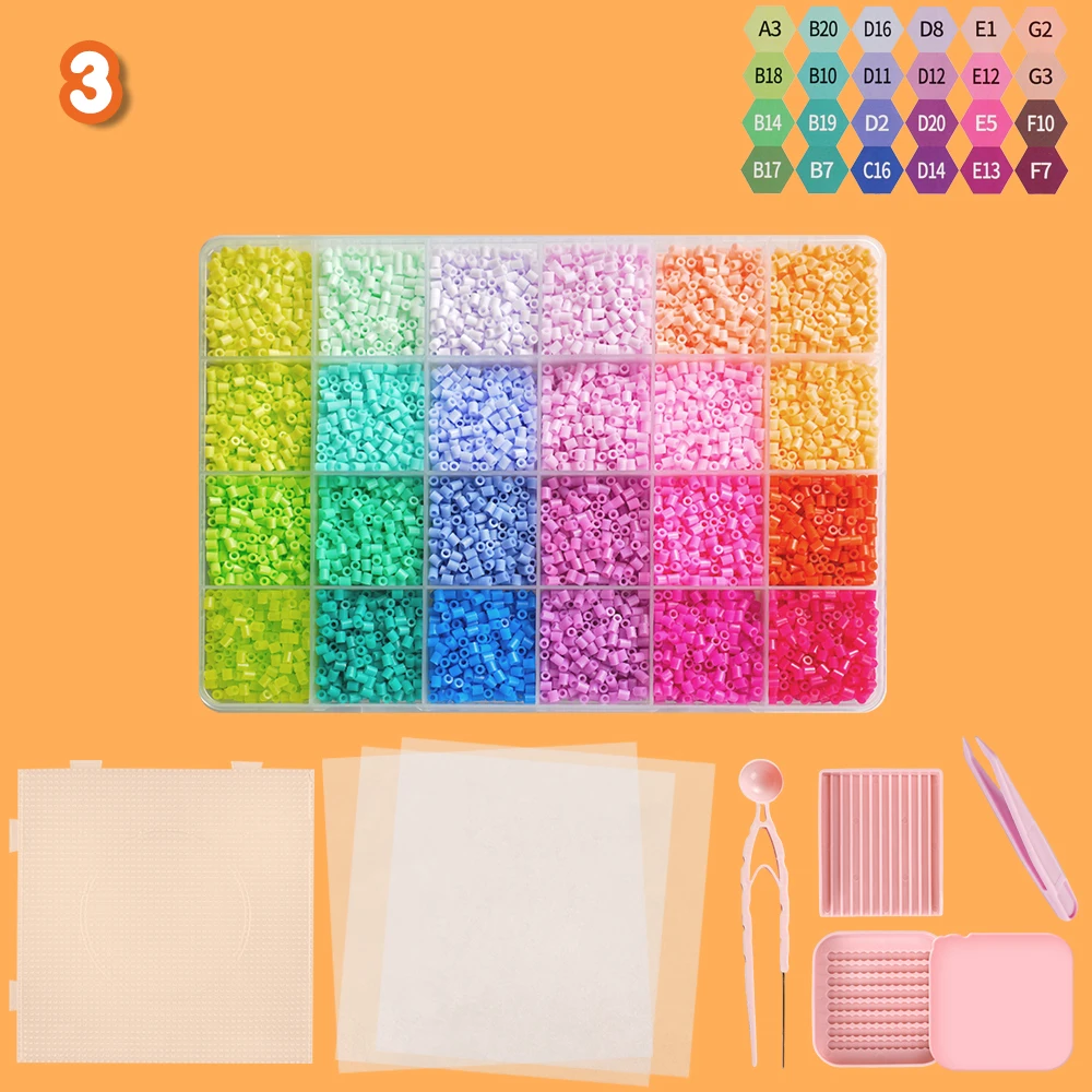24 Farben 12000 Stück Perler Perlen Set Herstellung Kit 2,6 mm Hama Perlen Pixel Art Puzzle für DIY 3D Puzzles Sicherungsperlen handgemachtes Geschenk