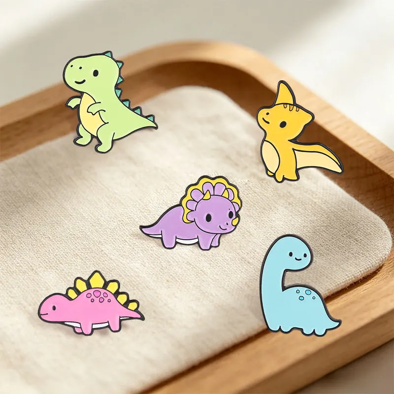 Animal Brooches Cartoon Q-version Dinosaur Series Metal Badges Small Gifts Wholesale Hat Pins for Caps Backpack Pin Brooch Lapel