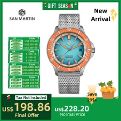 San Martin Original 40mm NH35 hombres reloj mecánico 3H fecha AR cristal de zafiro 20Bar buceo reloj Luxo Masculino moda SN0118