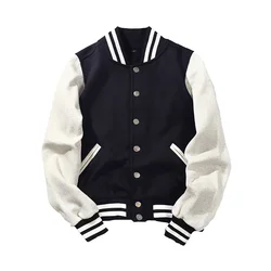Spring Autumn New Fleece Rib Sleeve Cotton Tops Fashion Logo Single Breasted Casual Print Baseball Jacket Loose Cardigan Coat
