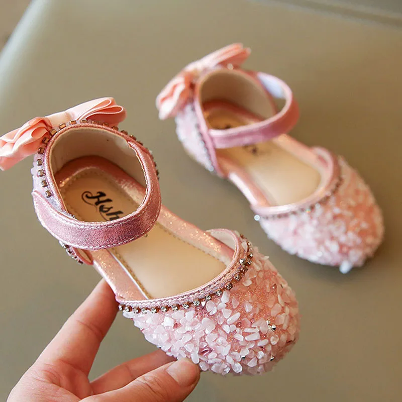 

Spring Summer Girls Shoes Children Sandals Rhinestone Sequin Leather Shoes Girl Princess Fashion Dancing Shoes for Party CSH1275