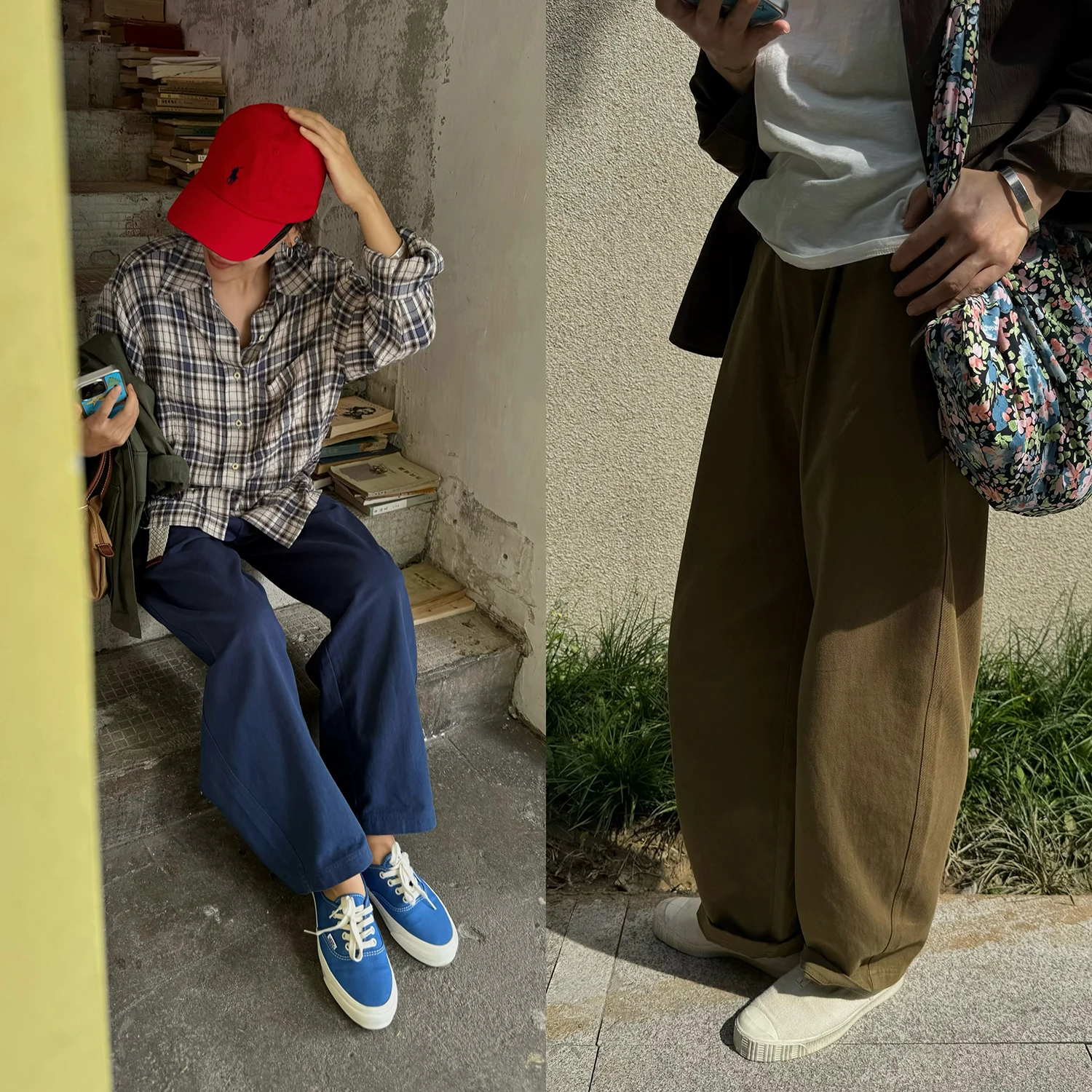 

Брюки BUNZOU из чистого хлопка, женские, повседневные, свободные, длинные, осенние, с завышенной талией, прямые штанины, модель «Бент-найф»