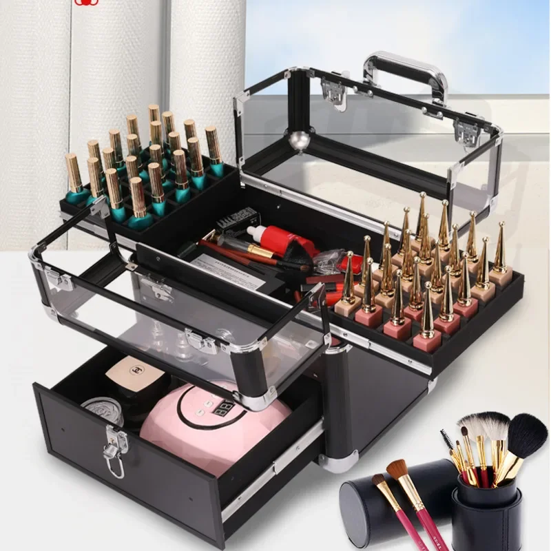 Professional Multi-layer Portable Aluminum Alloy Makeup Cases Beautician Special Tool Kit Portable Business Trip Storage Bag