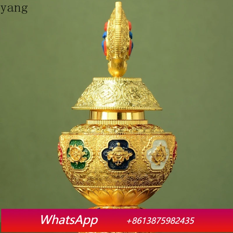 

Бутылка-амулет LMM Eight Auspicious из резного сплава с мантрой, Желтая бутылка удачи, украшение
