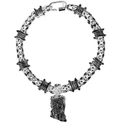 Trendy Transparent Clear Acrylic Big Juese Pendant Necklace for Men Hiphop Brambles Wire Jesus Christ Necklaces Male Jewelry