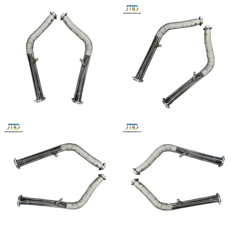 JTLD High Performance 304 Stainless Steel Heat Shield Exhaust Downpipe for 2013-2018 Mercedes Benz G63 G63S AMG W463