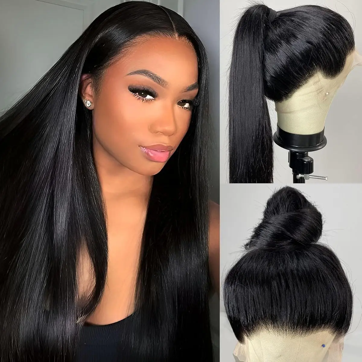 360 كامل Hd الدانتيل Invisi حزام شعر مستعار العظام شعر طبيعي مفرود قبل قطع 5X5 شعر مستعار بدون صمغ 30 بوصة 13X4 الدانتيل شعر مستعار أمامي قبل قطعها #1