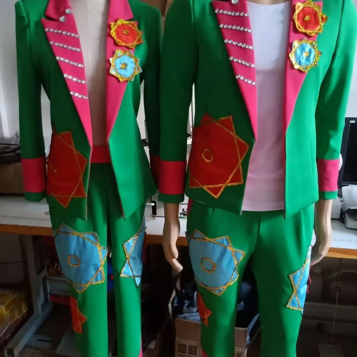 Stage Suit Women Men 2pcs set Customized make costume carnival event festival performance clothing