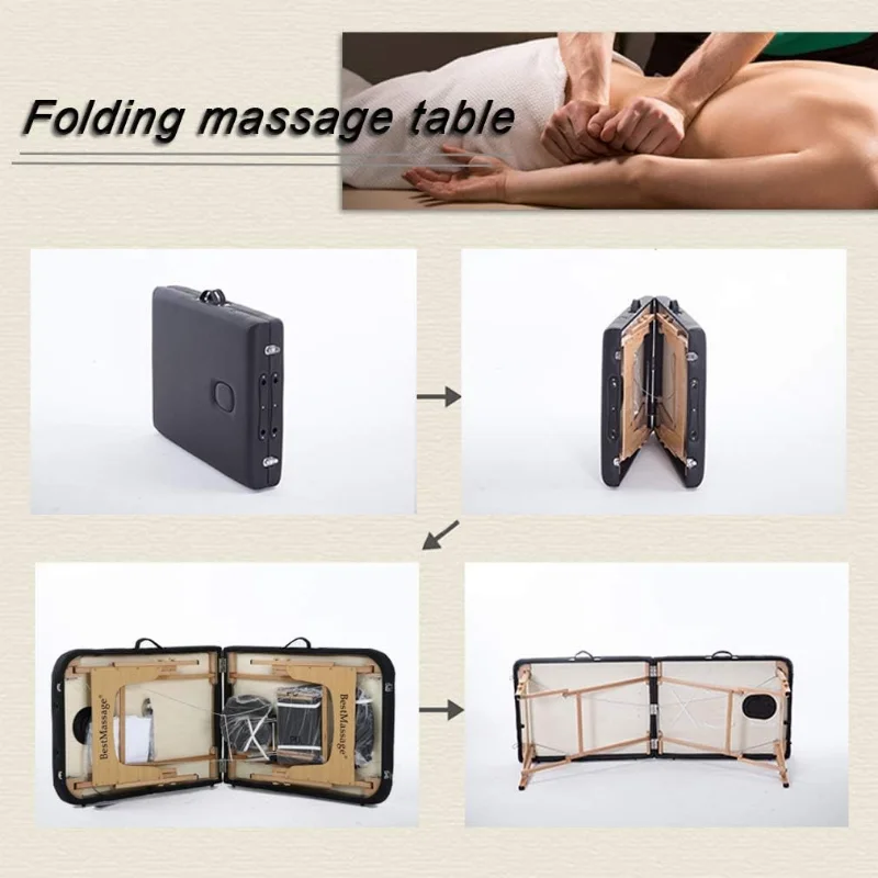 Massage Table Massage Bed SPA Bed 2 Fold Massage Table Heigh Adjustable 73’’ Long PU Portable Salon Bed W/Half  Carry Case