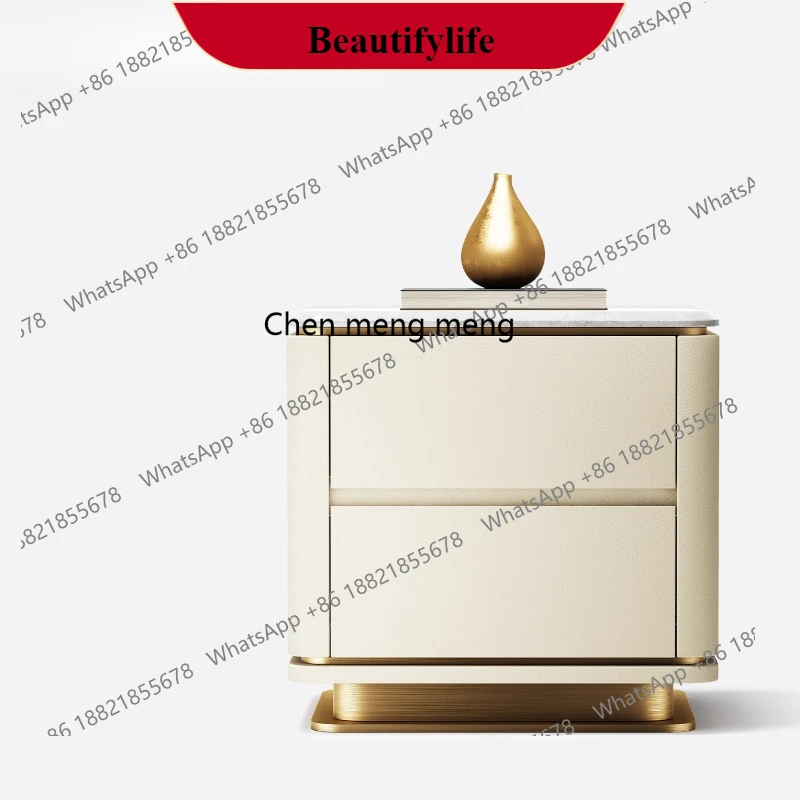 

G153 Marble bedside table villa bedroom new Italian light luxury stone bedside table