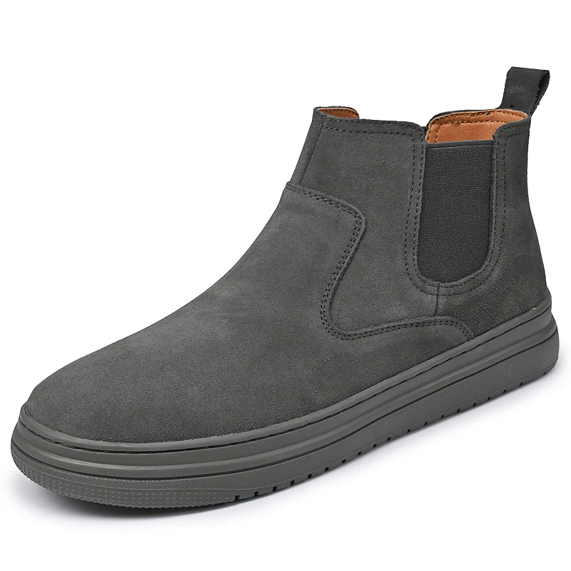 

Casual Mid-Calf Men's Chelsea Boots, Slip-On Elastic Ankle Boots, Genuine Suede Leather, Handmade Craftsmanship