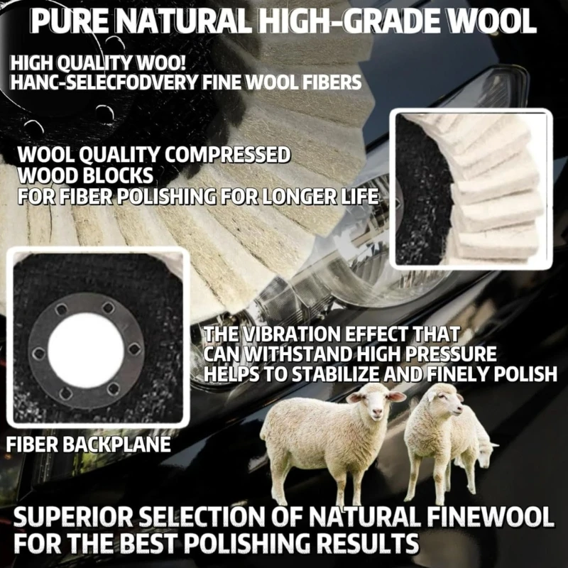 A2UC 5pcs Multiple Layer Flanged Polishing Wheel Set Surfaces Refinement Tool Wool Felt Flap Polishing Disc for Metal Surfaces