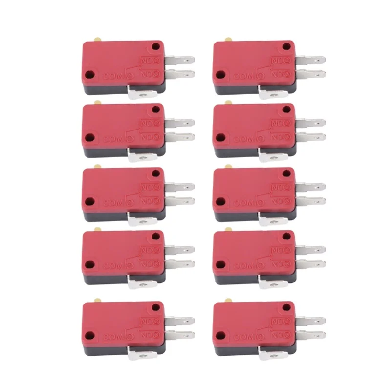 10Pcs Red 3Pins Push Button Micro Switch Replacement For Arcade Game
