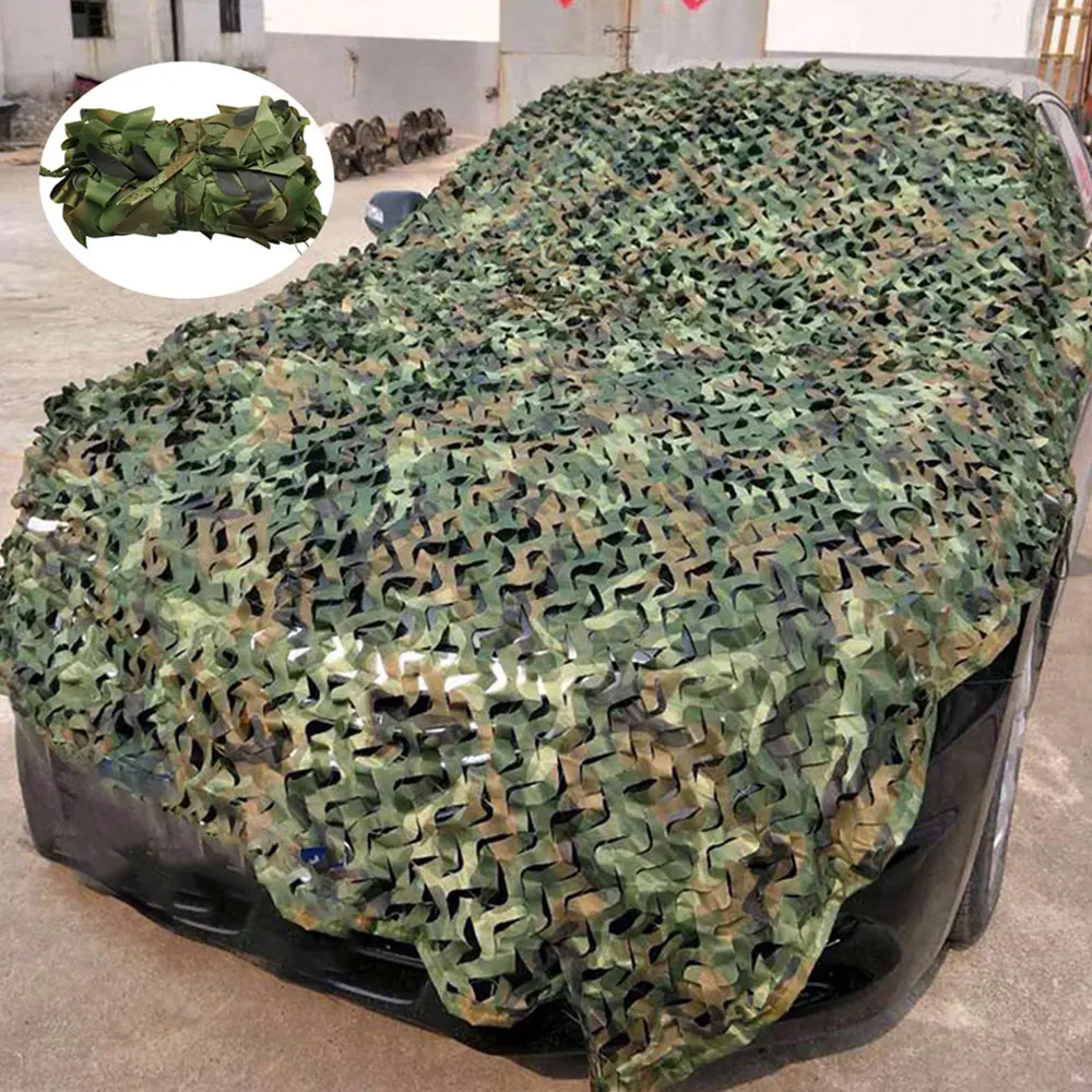 Camouflage Net Polyester Hunting Cover Flame Retardant Camo Netting Privacy Forest Landscape Shade Net for Outdoor Military Game