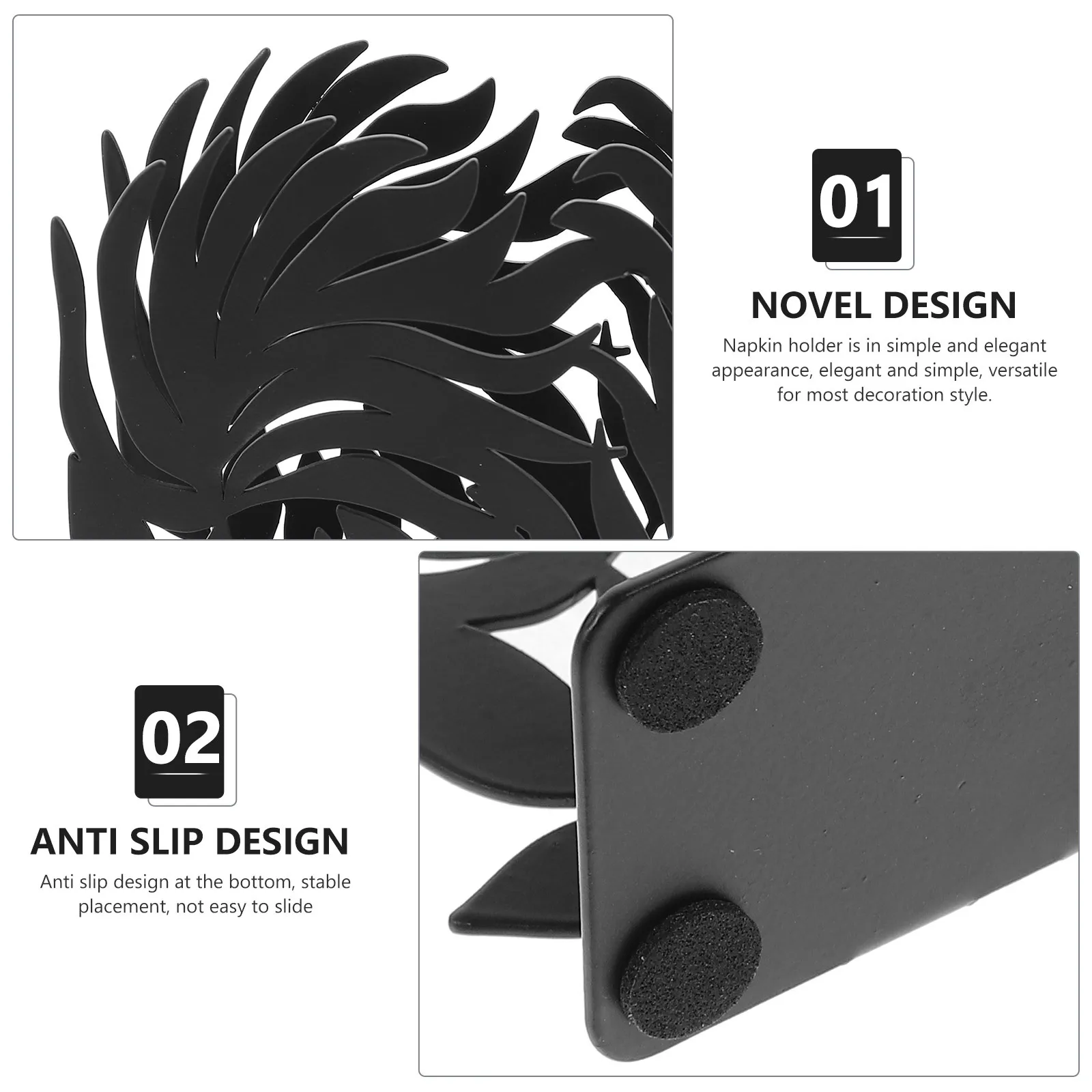 

Iron Napkin Organizer Stand Simple Design for Bar Cafe Hotel Office Dinner Party Decorative Storage Table Napkin Holder