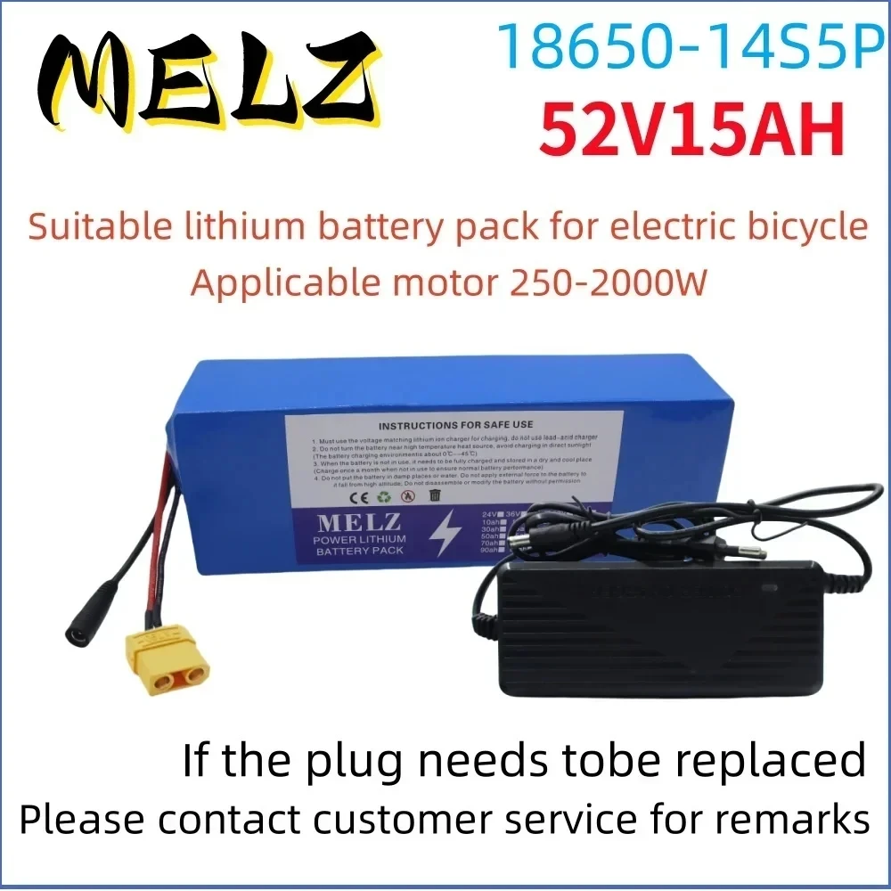 52V15Ah 18650 lithium battery pack 15000mAh 14S5P long life built-in BMS rechargeable battery+complimentary 58.8V2A charging