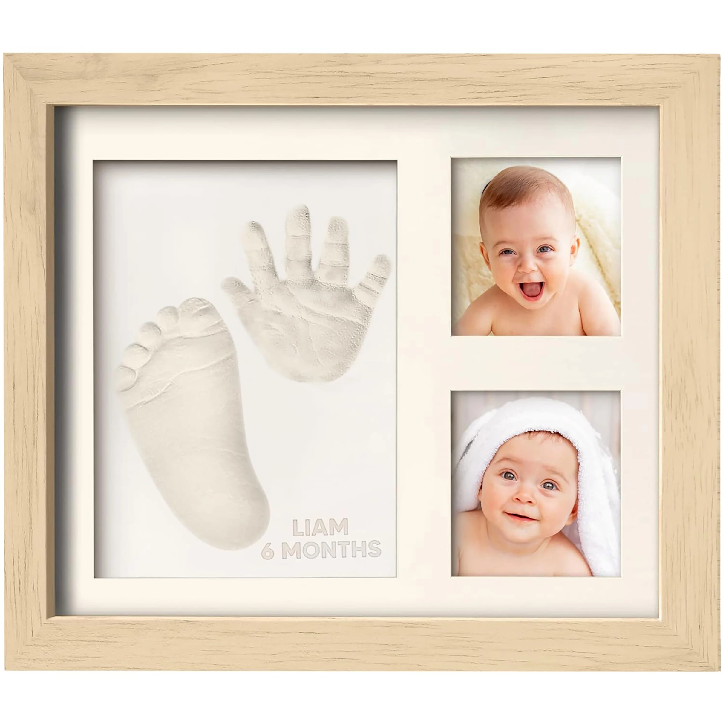 Baby Hand and Footprint Kit,Quick Dry Clay Baby Footprint Kit (Ash Wood) | Pets Paw Kit, Newborn Keepsake Picture Frame
