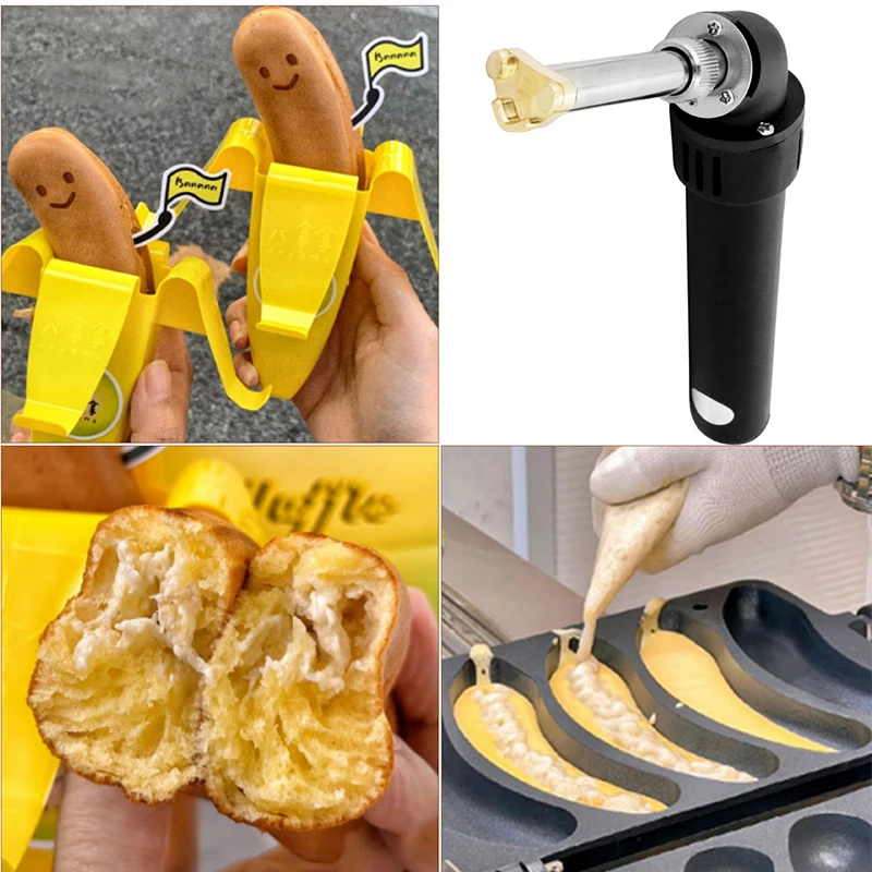 الاستخدام التجاري 5 قطعة شكل الموز صانع الوافل عصا الحديد آلة الخبز ابتسامة الموز الهراء شواء بيكر الهراء وجبات خفيفة المعدات