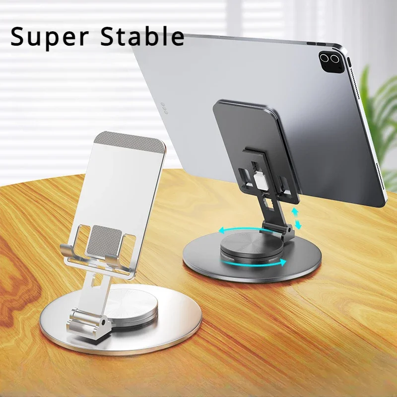 New Tablet Stand Disc Rotating Aluminum Alloy Flat Support Foldable Lift Lazy Phone Stand