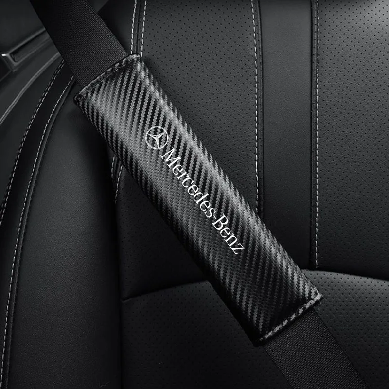 Carbon Fiber Leather Car Seat Belt Cover Shoulder Pad Neck Protection for Mercedes benz AMG C E S GLE CLC Class W204 W203 W205