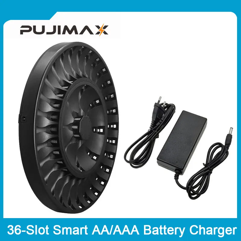 

PUJIMAX Fast Smart 36 Slots LCD Display Intelligent Charger For 1.2V AA AAA Ni-MH Ni-CD Rechargeable Battery