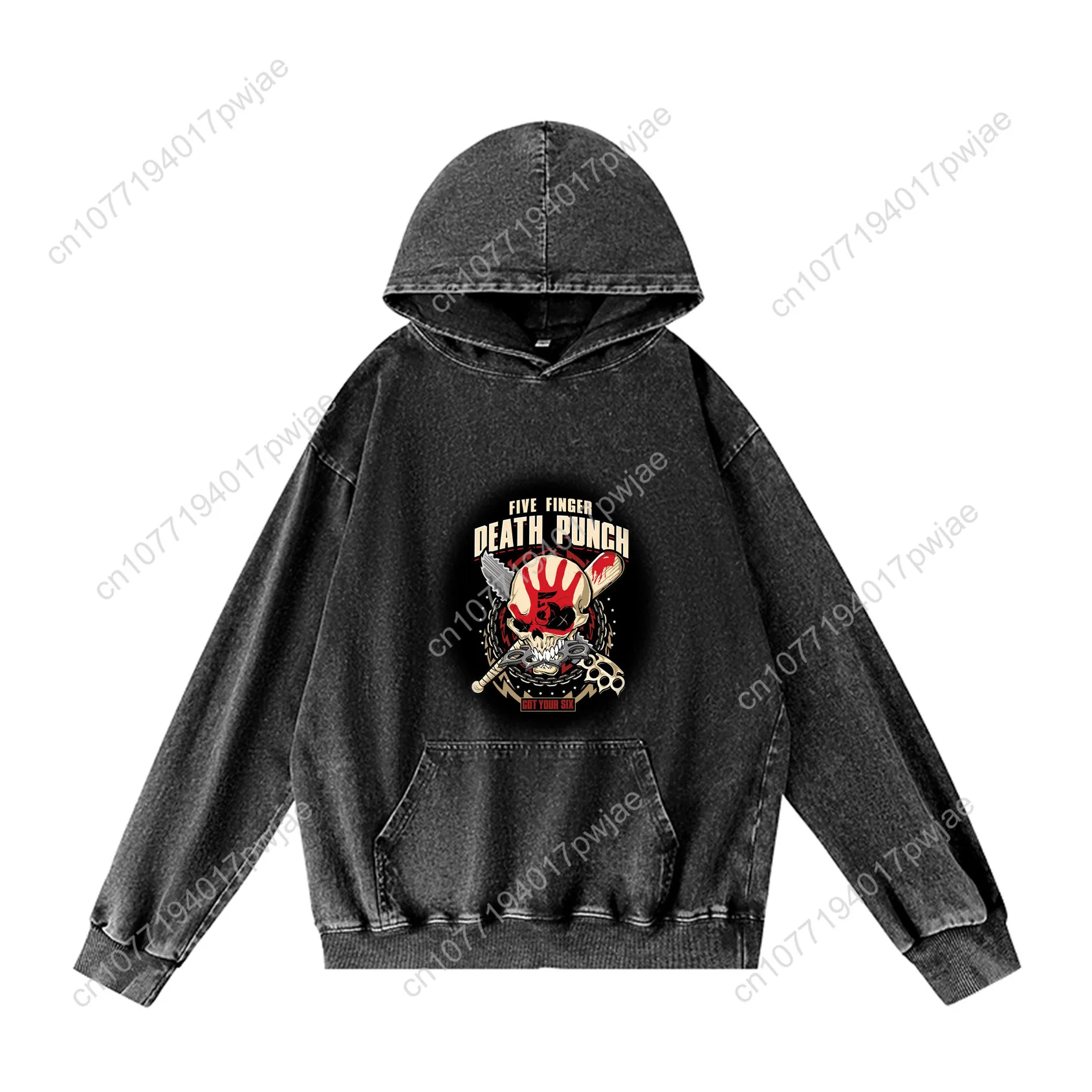 Five Finger Death Punch Band Hoodie Kapuzenpullover Herren Damen Vintage Pullover Sweatshirt mit Tasche Übergroßes individuelles Oberteil