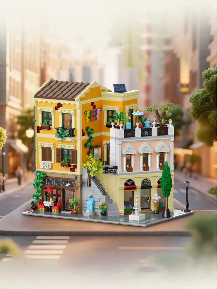 Klemmbausteine Rome Corner Store Haus Modulare Gebäudeblöcke Europäische Farbenfrohe Stadtansicht Architektur Ziegelstein-Modellbausatz Jungen Spielzeug Erwachsene Kinder Geschenk 4507 Teile