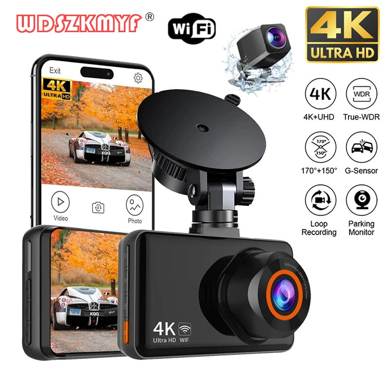 4K fotocamera anteriore e posteriore Dvr per auto WIFI Dash Cam per auto fotocamera per videoregistratore per veicoli telecamera per retromarcia