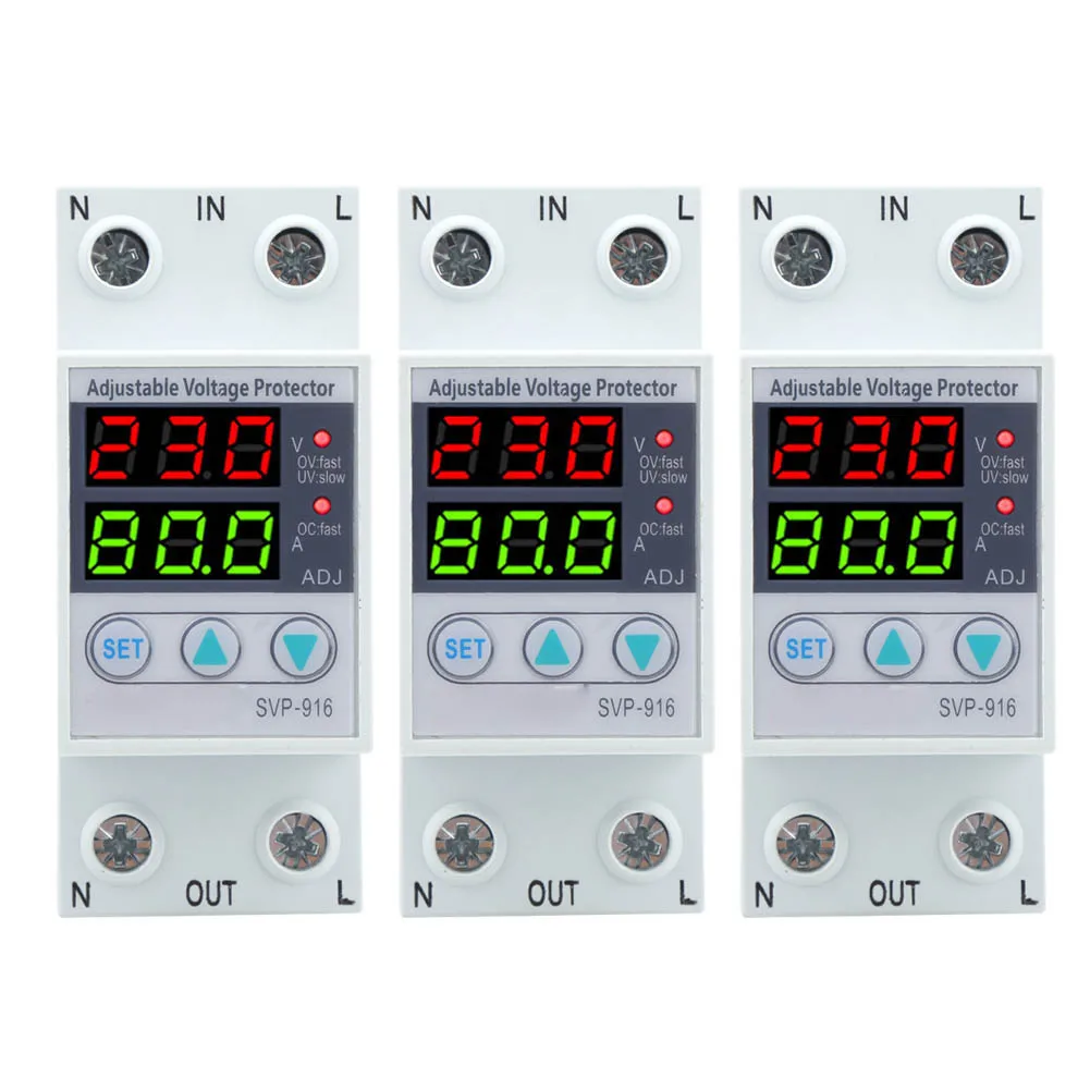 SVP‑916 100‑130VAC Adjustable Over and Under Voltage Protector Delay Reset Protector