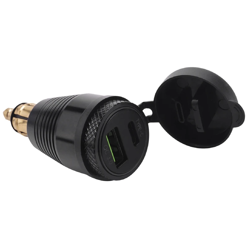 Motorfiets Din Stekker Waterdichte Oplader Naar Qc3.0 Usb Oplader & Type C 30W Power Delivery Adapter