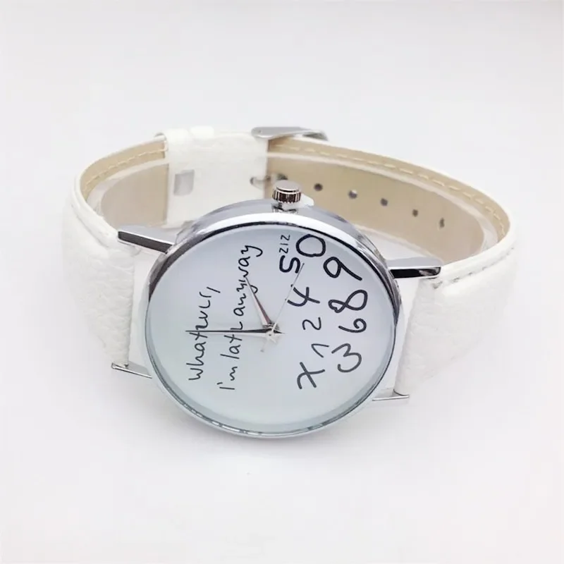 Women Watch Fashion Ladies Dress Leather Watches Whatever I Am Late Anyway Letter Watch for Students Reloj Mujer