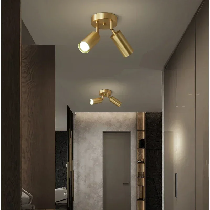 Fumi  Modern Industrial  Semi Flush Mount Light,  Gold Classic Retro Ceiling Light Fixture for Hallway Kitchen Bedroom