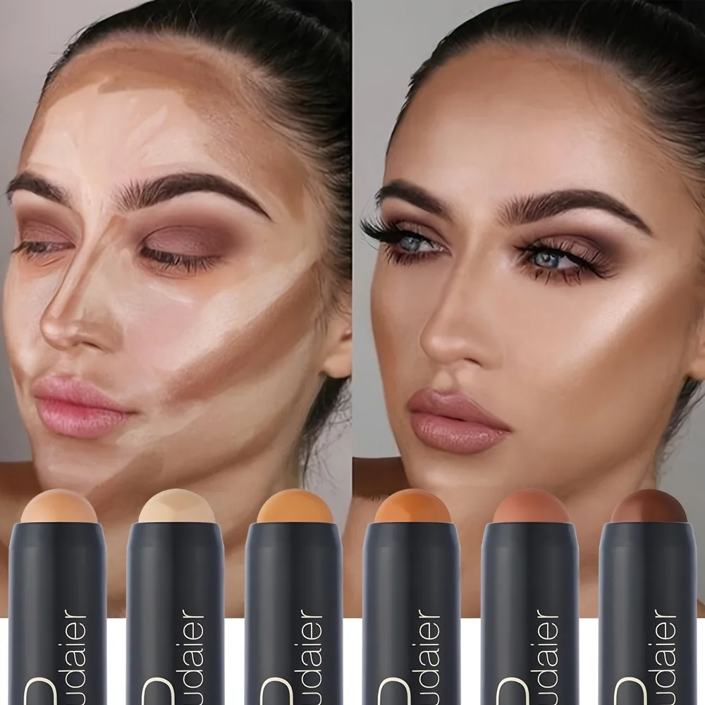 2-in-1 Foundation & Concealer Stick, Waterproof Long Wear, Full Cover, Hide Blemishes, Smooth Base Makeup,Oil Control,12 Colors