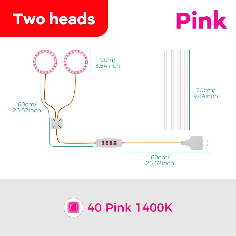 Led Plant Grow Light Usb 5V Full Spectrum Hydroponic Dimbare Timer Auto Aan/Uit Cactus Bloemen Succulente Groei Teeltlamp