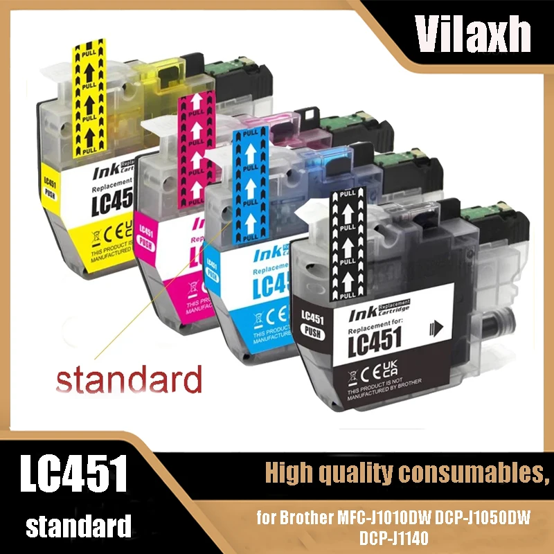 Vilaxh LC451 Standard capacity LC 451Premium  Compatible Printer Ink Cartridge for Brother MFC-J1010DW DCP-J1050DW DCP-J1140