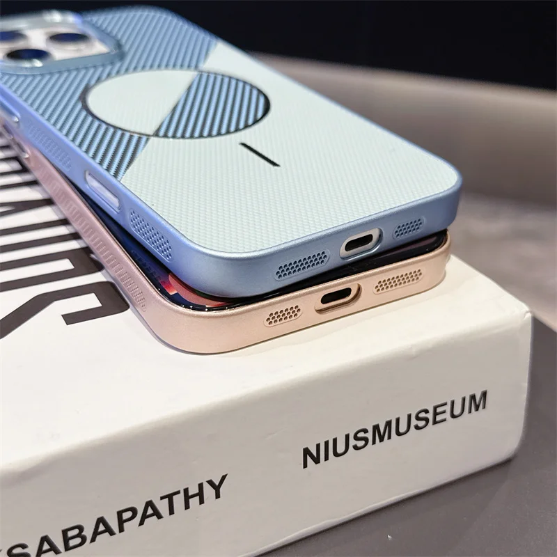 Fashion Fiber Texture PU Leather Magsafe Phone Case For iPhone 17 Pro Max 13 14 15 16 Pro Max Wireless Charging Shockproof Cover