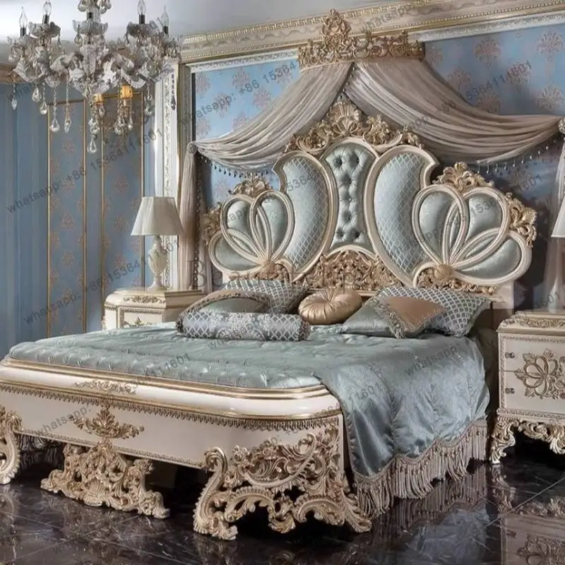 LJY Style Elegant Double Bed Vintage Wooden Normal Japanese Metal Double Bed Modern Adults Queen Cama Matrimonial Bedrooms Furni