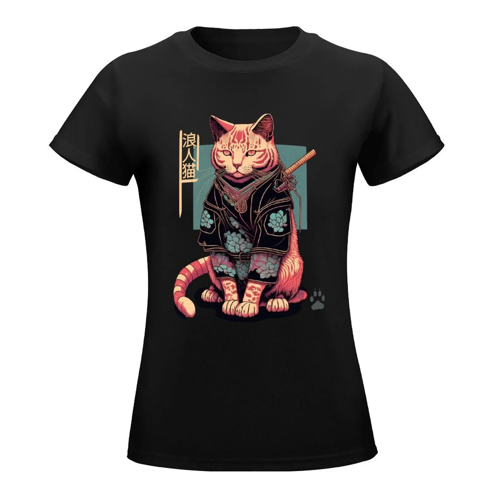 Ronin Cat T-Shirt Aesthetic clothing customs design your own t-shirts for Women cotton