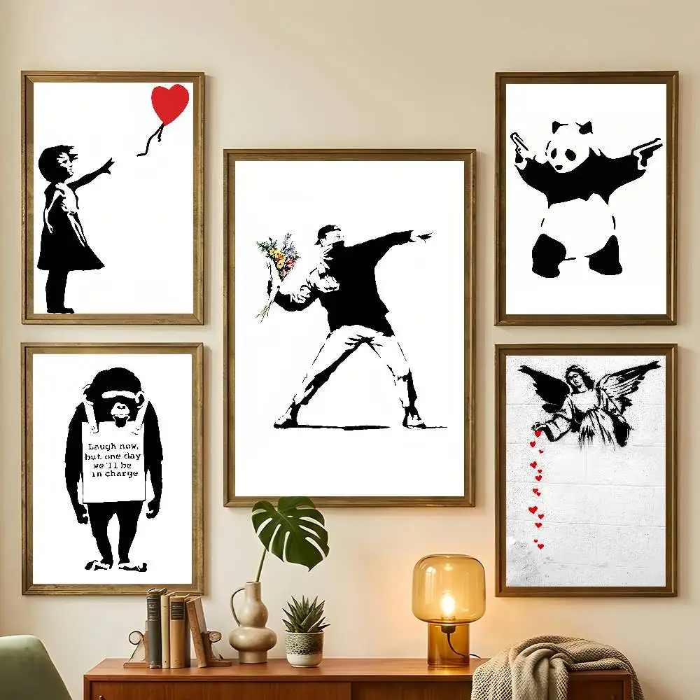 Banksy Street Art Poster Living Room Bedroom Bar Cafes Wall Home Decoration Gifts
