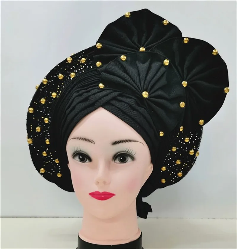 قبعات للنساء السيارات gele هيدتي صنع بالفعل 2022 aso oke عمامة فام musulman موضة bonnet أشرطة رأس الأفريقية عالية الجودة