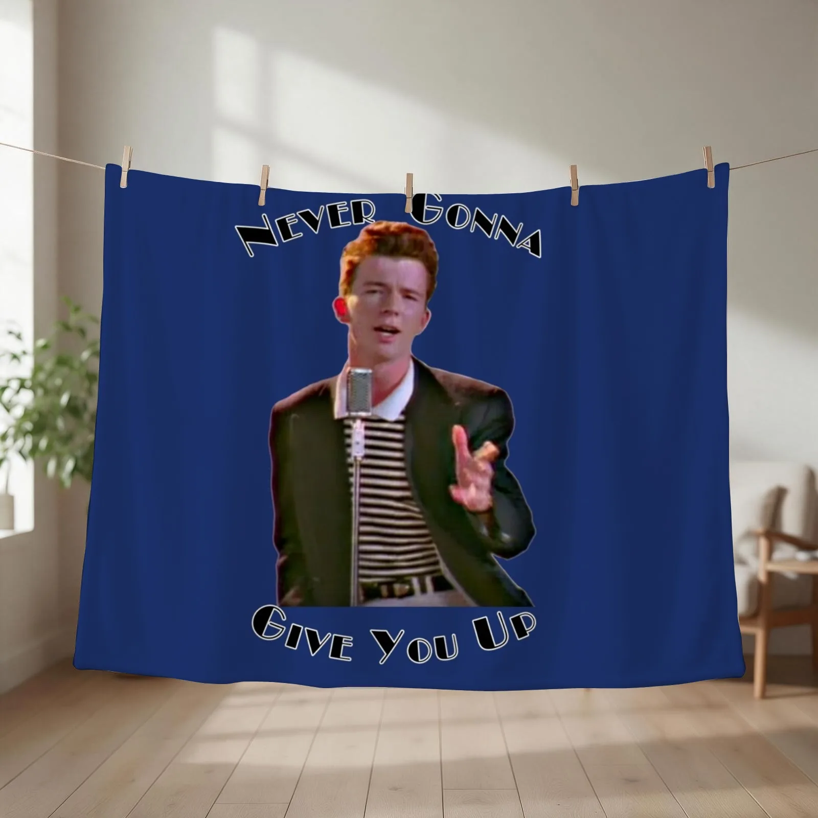 Never Gonna Give You Up Rickroll - Rick Astley Throw Blanket couch cozy soft plush fuzzy picnic outdoor blanket