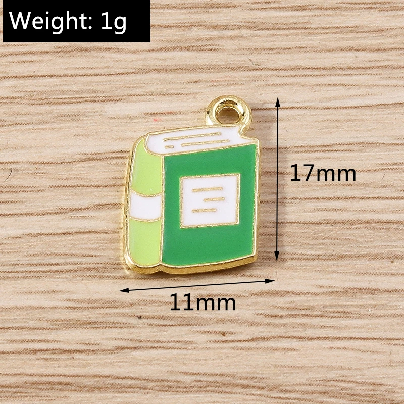 10pcs 10x17mm Cute Enamel Book Charms Pendants for Necklace Earrings Bracelet Handmade Craft DIY Jewelry Making Accessories