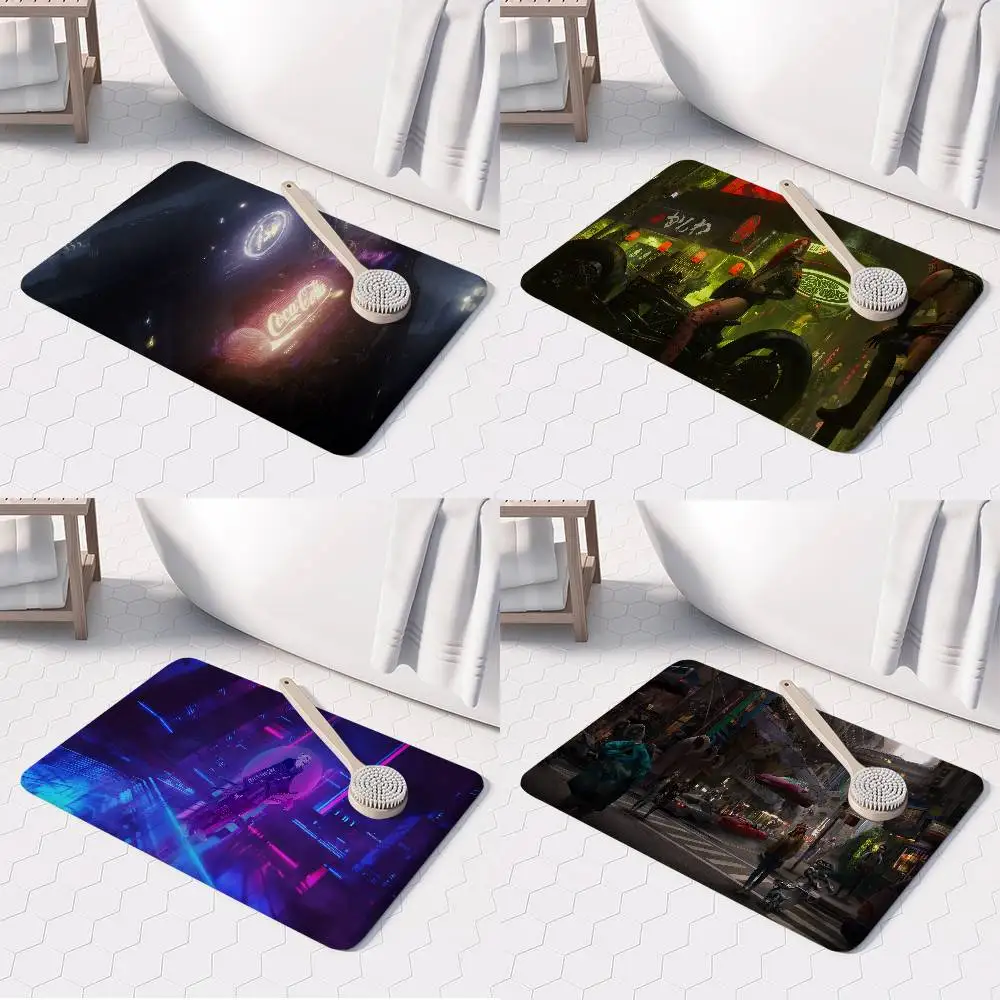 

Punk Neon Street Floor Mat Printed Large Carpets Room And Bedroom Carpets Bathroom Anti Slip Door MATS Small Carpets