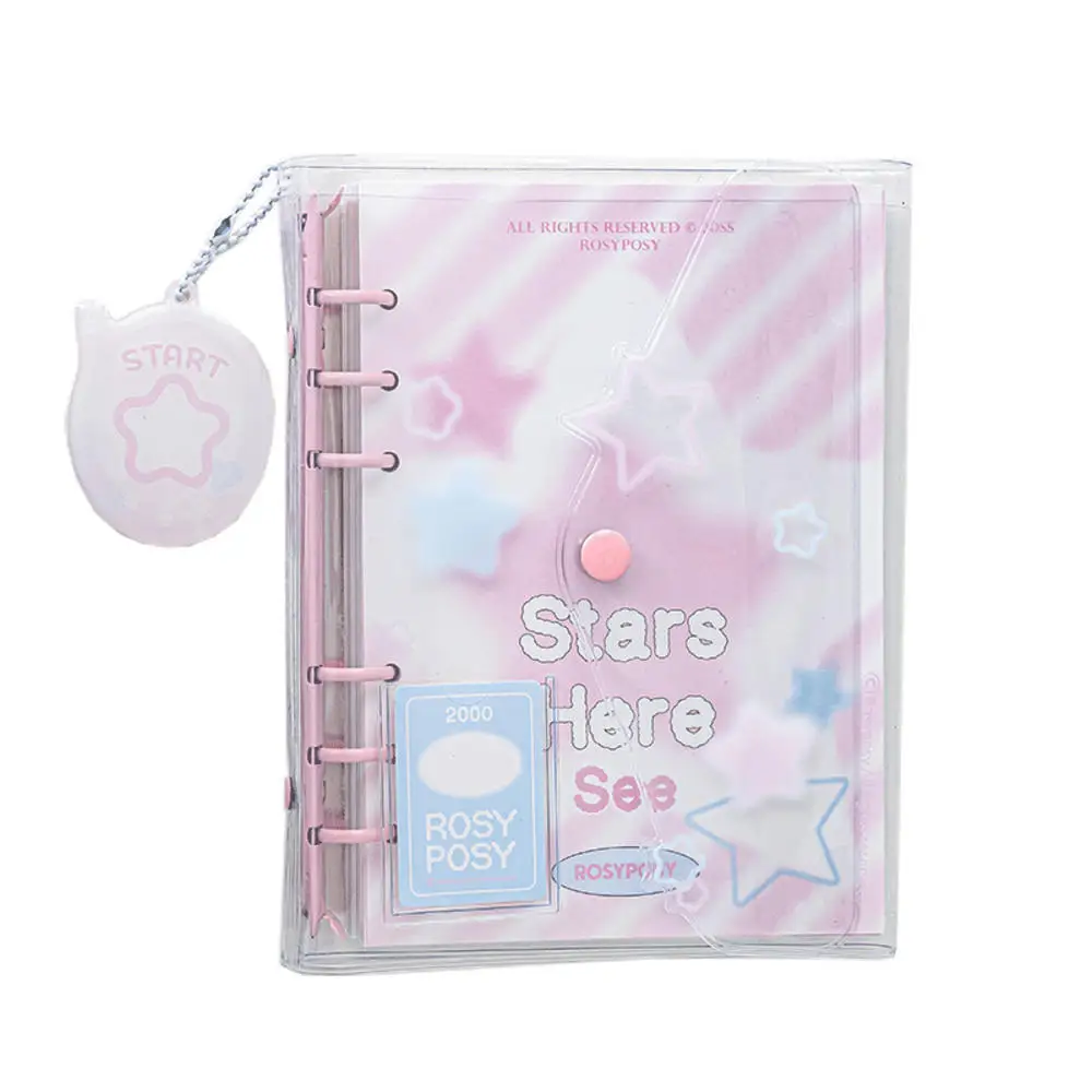 JESJELIU-Cuaderno de estrellas con cubierta de PVC Jounral, libro diario de hojas sueltas, manual, tarjetas fotográficas, organizador Kawaii,