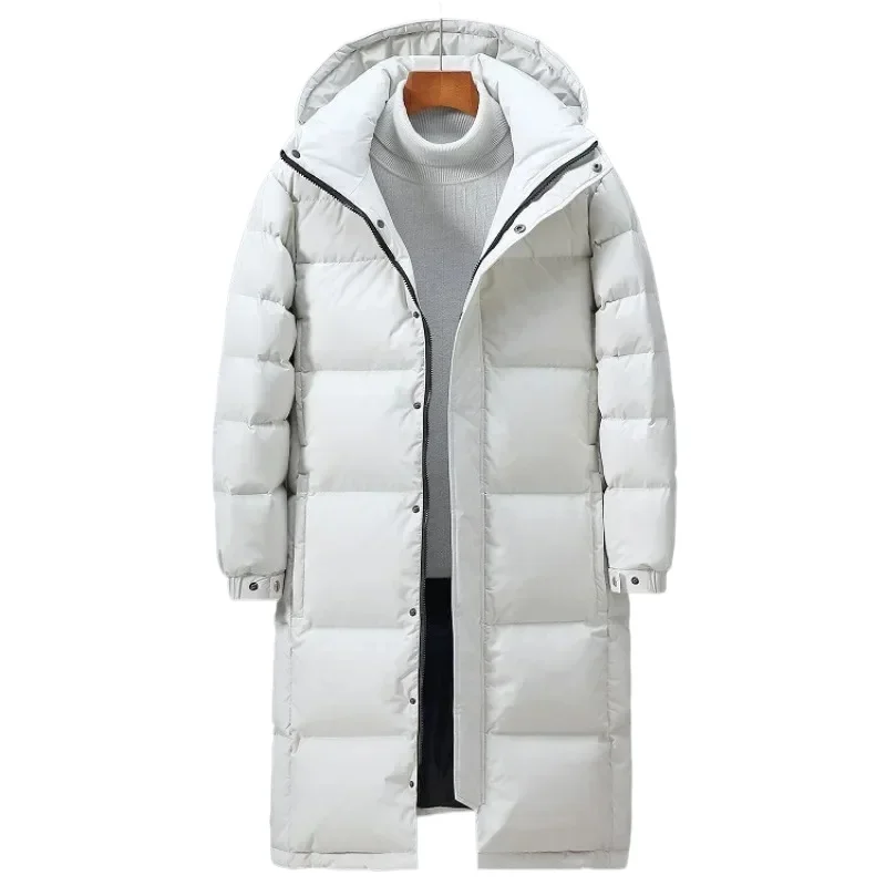 

New Winter Men Hooded Long Puffer Jackets Casual White Duck Down Coats Quality Male Outdoor Windproof Warm Winter Parkas Size 5X
