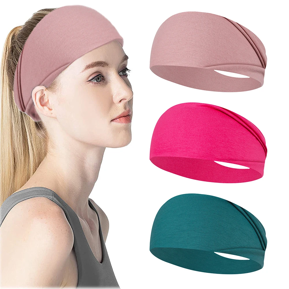 

3Pcs/Lot Casual Solid Color Yoga Headband for Women Super Elasticity Man's Sports Fitness Anti Sweat Headscarf Hairband Set