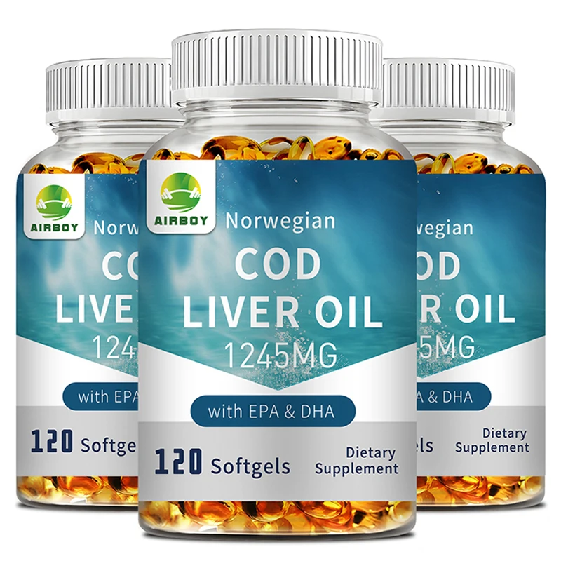 

Cod Liver Oil - with EPA & DHA - Supports Heart, Brain, Eye, Skin and Immune System Health