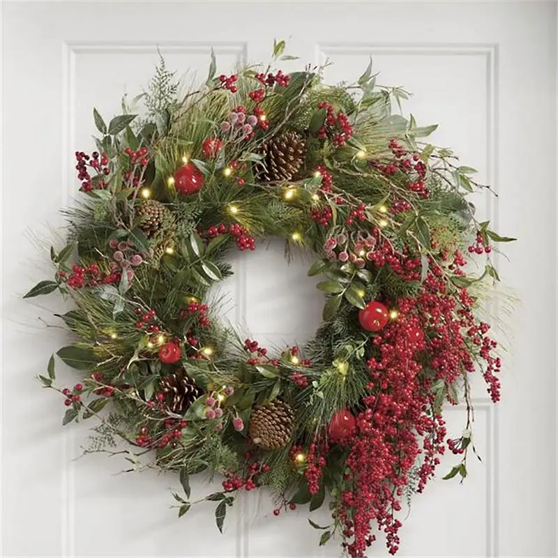 

Christmas Wreaths For Front Door 30cm Christmas Garment With Berry Clusters Winter Red Berry Garland With Pinecones For Door